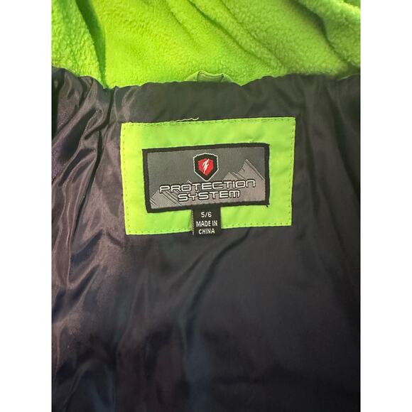Protection System Boys Bubble Jacket Navy Blue and Green Size 5/6 - Picture 3 of 7
